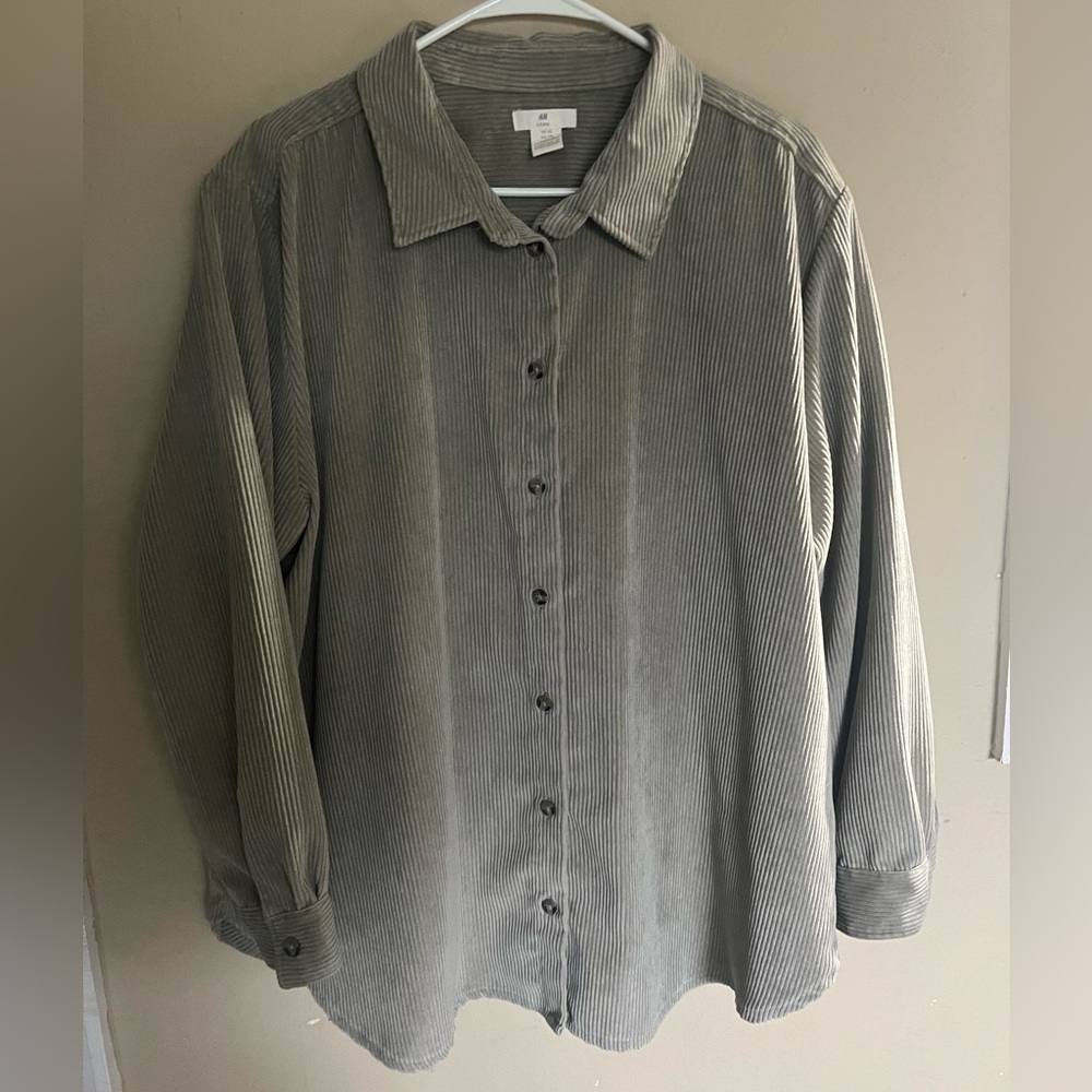 green corduroy button up
